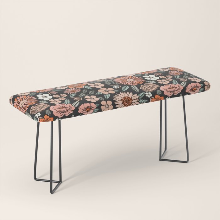 70s flowers - 70s, retro, spring, floral, florals, floral pattern, retro flowers, boho, hippie, earthy, muted Bench Gallery Image 1