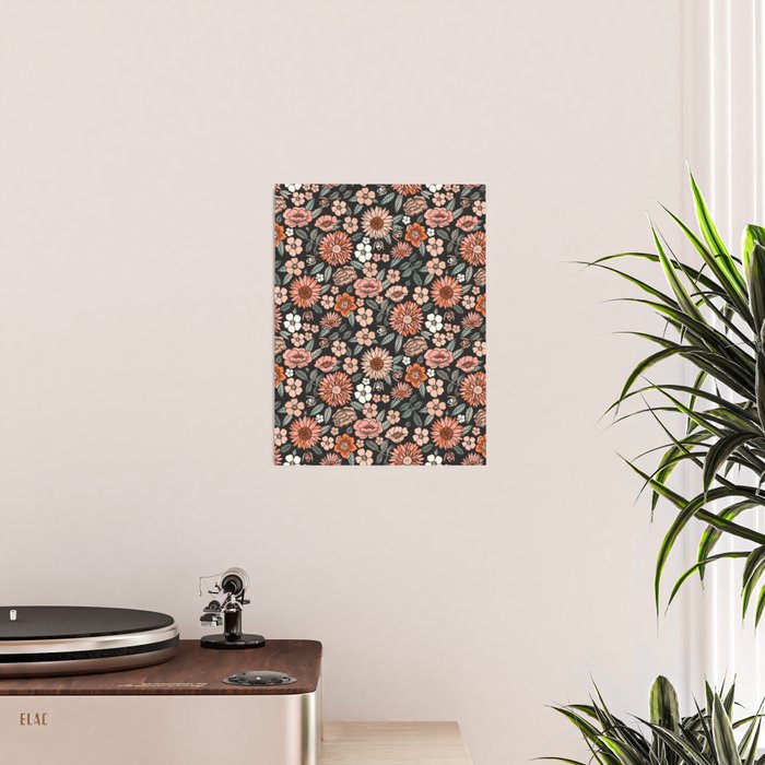 70s flowers - 70s, retro, spring, floral, florals, floral pattern, retro flowers, boho, hippie, earthy, muted Poster Gallery Image 2