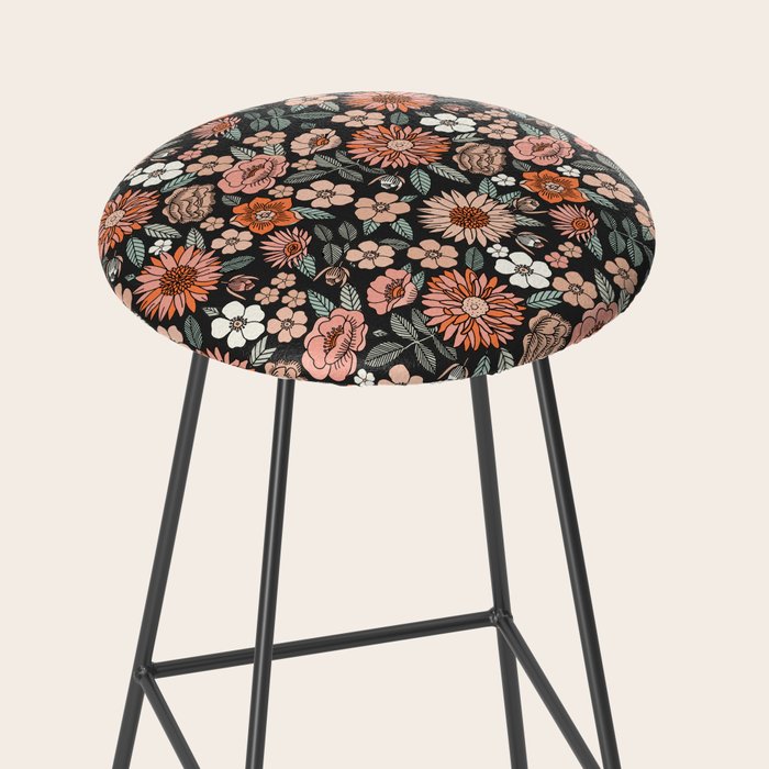 70s flowers - 70s, retro, spring, floral, florals, floral pattern, retro flowers, boho, hippie, earthy, muted Stool Gallery Image 2