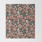 70s flowers - 70s, retro, spring, floral, florals, floral pattern, retro flowers, boho, hippie, earthy, muted Throw Blanket Gallery Image 2