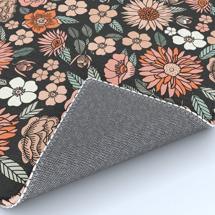70s flowers - 70s, retro, spring, floral, florals, floral pattern, retro flowers, boho, hippie, earthy, muted Rug Gallery Image 4