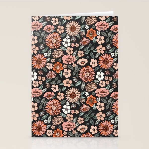 70s flowers - 70s, retro, spring, floral, florals, floral pattern, retro flowers, boho, hippie, earthy, muted Stationery Card Gallery Image 2