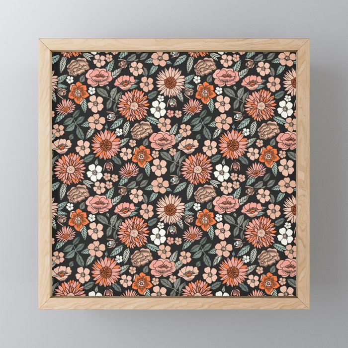 70s flowers - 70s, retro, spring, floral, florals, floral pattern, retro flowers, boho, hippie, earthy, muted Mini Art Print Gallery Image 1