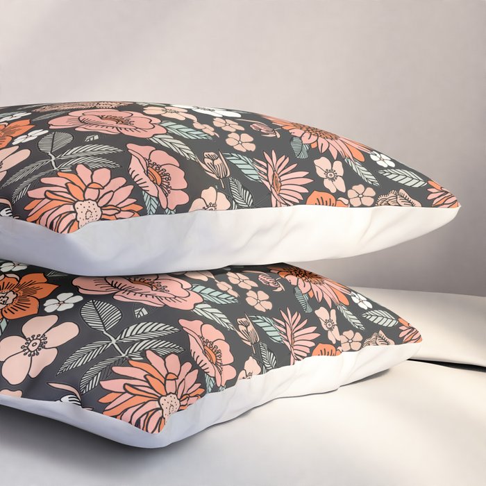70s flowers - 70s, retro, spring, floral, florals, floral pattern, retro flowers, boho, hippie, earthy, muted Pillow Sham Gallery Image 3