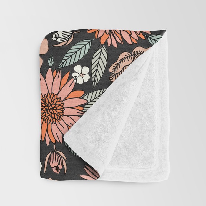 70s flowers - 70s, retro, spring, floral, florals, floral pattern, retro flowers, boho, hippie, earthy, muted Throw Blanket Gallery Image 3