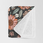 70s flowers - 70s, retro, spring, floral, florals, floral pattern, retro flowers, boho, hippie, earthy, muted Throw Blanket Gallery Image 3