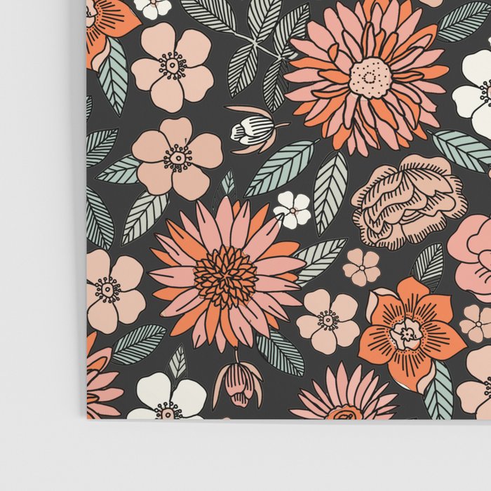 70s flowers - 70s, retro, spring, floral, florals, floral pattern, retro flowers, boho, hippie, earthy, muted Poster Gallery Image 3