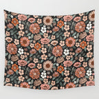 70s flowers - 70s, retro, spring, floral, florals, floral pattern, retro flowers, boho, hippie, earthy, muted Wall Tapestry Gallery Image 4