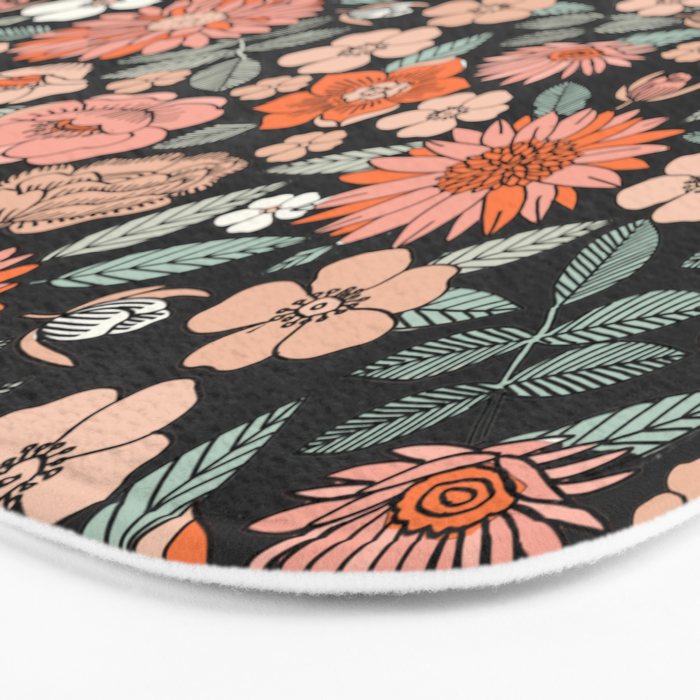 70s flowers - 70s, retro, spring, floral, florals, floral pattern, retro flowers, boho, hippie, earthy, muted Bath Mat Gallery Image 3