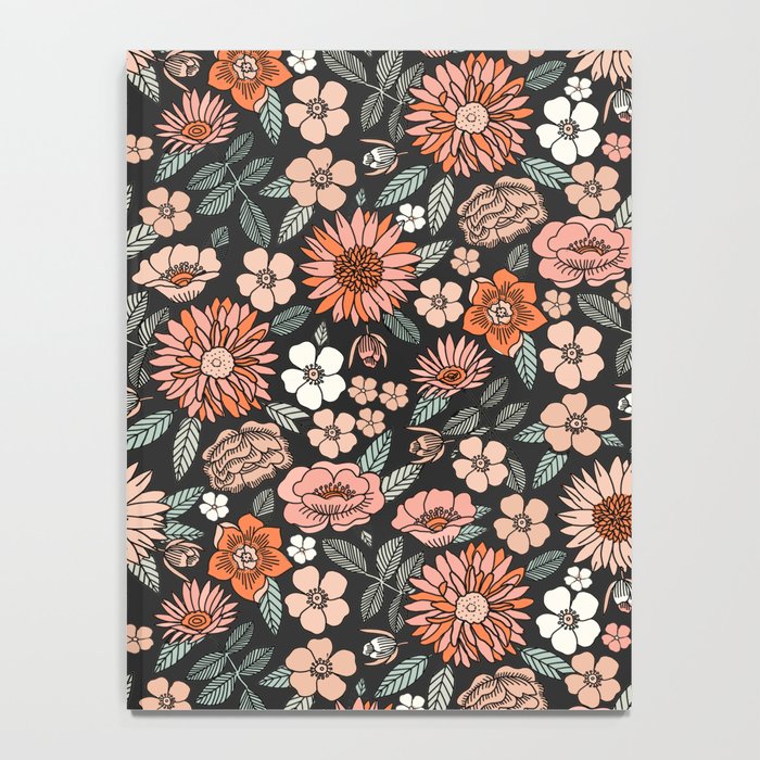 70s flowers - 70s, retro, spring, floral, florals, floral pattern, retro flowers, boho, hippie, earthy, muted Notebook Gallery Image 4