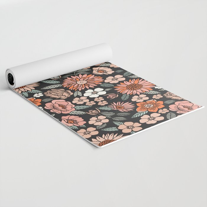 70s flowers - 70s, retro, spring, floral, florals, floral pattern, retro flowers, boho, hippie, earthy, muted Yoga Mat Gallery Image 2