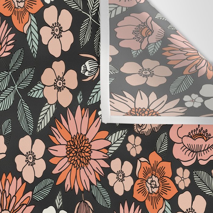 70s flowers - 70s, retro, spring, floral, florals, floral pattern, retro flowers, boho, hippie, earthy, muted Wall Tapestry Gallery Image 3