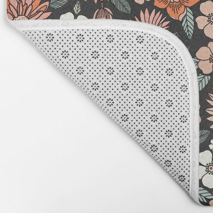70s flowers - 70s, retro, spring, floral, florals, floral pattern, retro flowers, boho, hippie, earthy, muted Bath Mat Gallery Image 2
