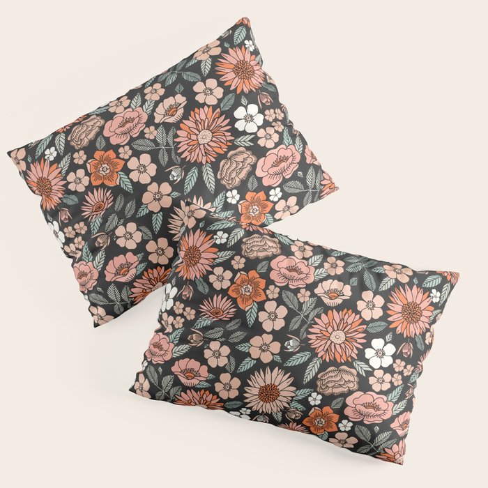 70s flowers - 70s, retro, spring, floral, florals, floral pattern, retro flowers, boho, hippie, earthy, muted Pillow Sham Gallery Image 3