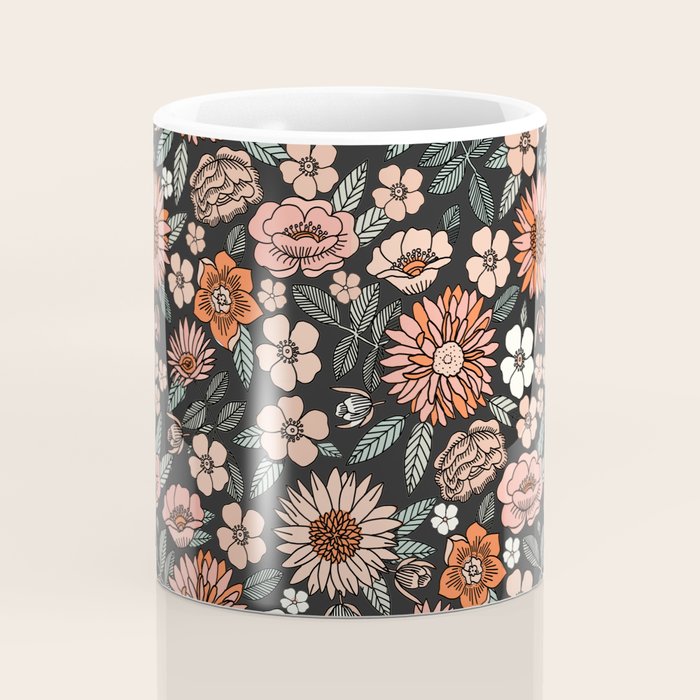 70s flowers - 70s, retro, spring, floral, florals, floral pattern, retro flowers, boho, hippie, earthy, muted Coffee Mug Gallery Image 4