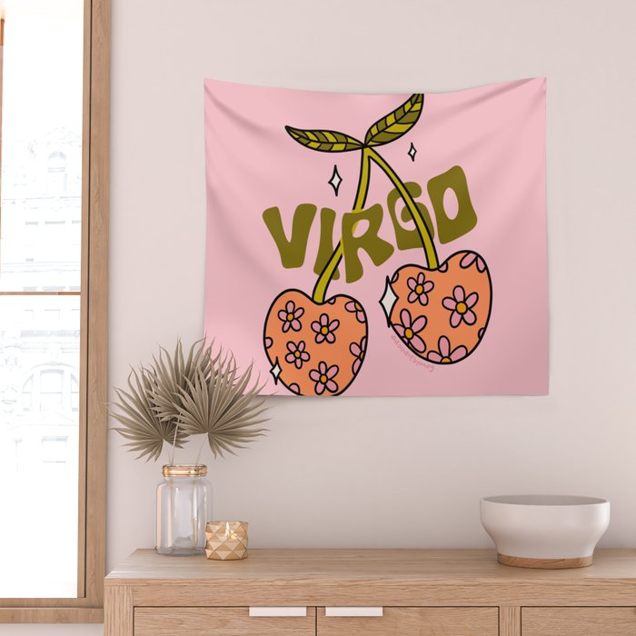 Virgo Cherries Wall Tapestry Gallery Image 2