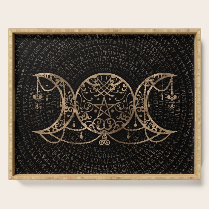 Triple Moon - Triple Goddess Gold and black Serving Tray Gallery Image 1