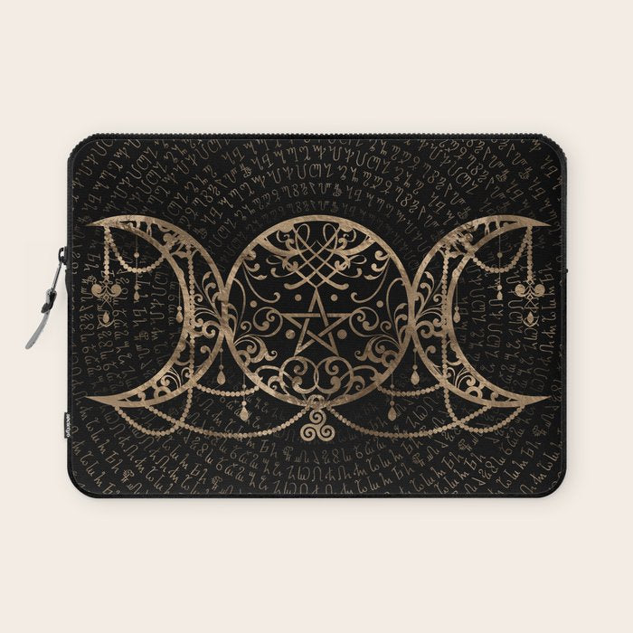 Triple Moon - Triple Goddess Gold and black Laptop Sleeve Gallery Image 1