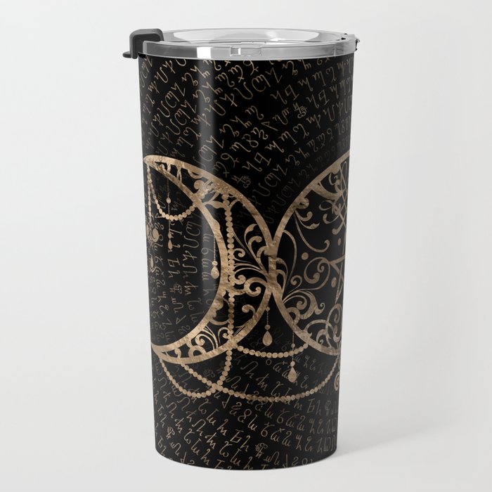 Triple Moon - Triple Goddess Gold and black Travel Mug Gallery Image 3