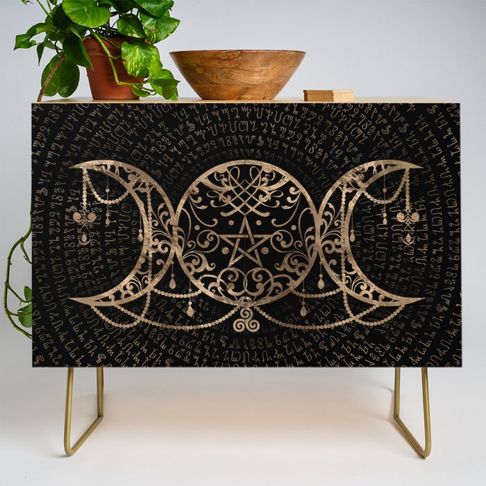Triple Moon - Triple Goddess Gold and black Credenza Gallery Image 1
