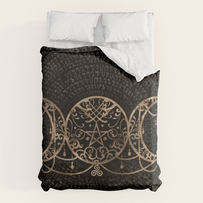 Triple Moon - Triple Goddess Gold and black Duvet Cover Gallery Image 6