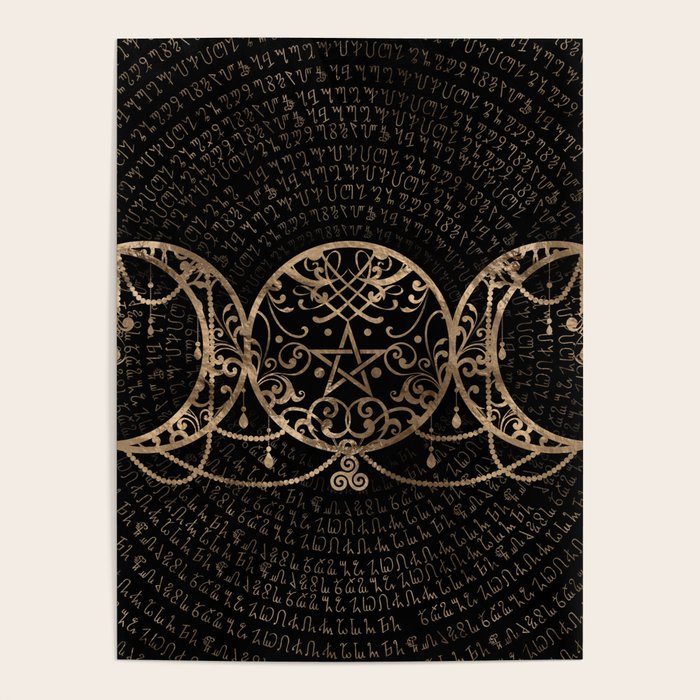 Triple Moon - Triple Goddess Gold and black Poster Gallery Image 4