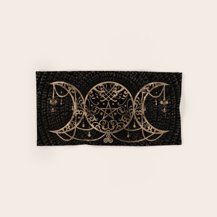 Triple Moon - Triple Goddess Gold and black Towels Gallery Image 1