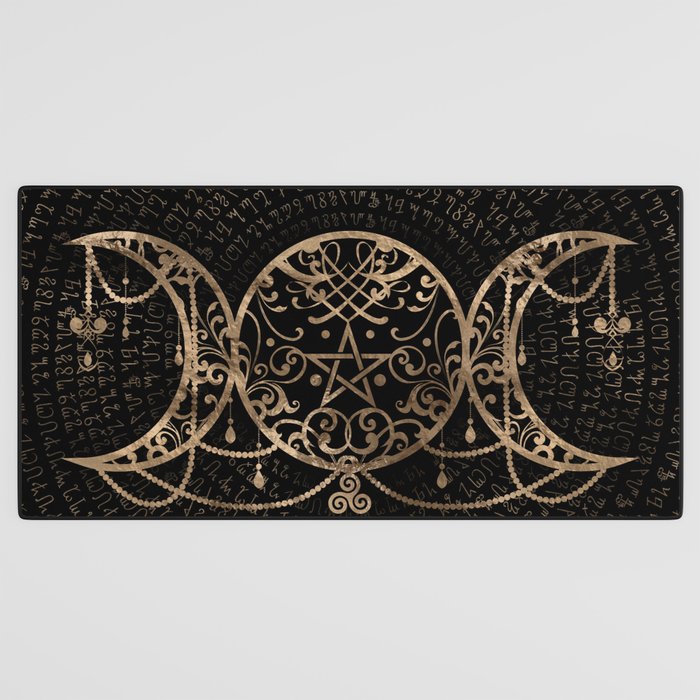 Triple Moon - Triple Goddess Gold and black Desk Mat Gallery Image 3