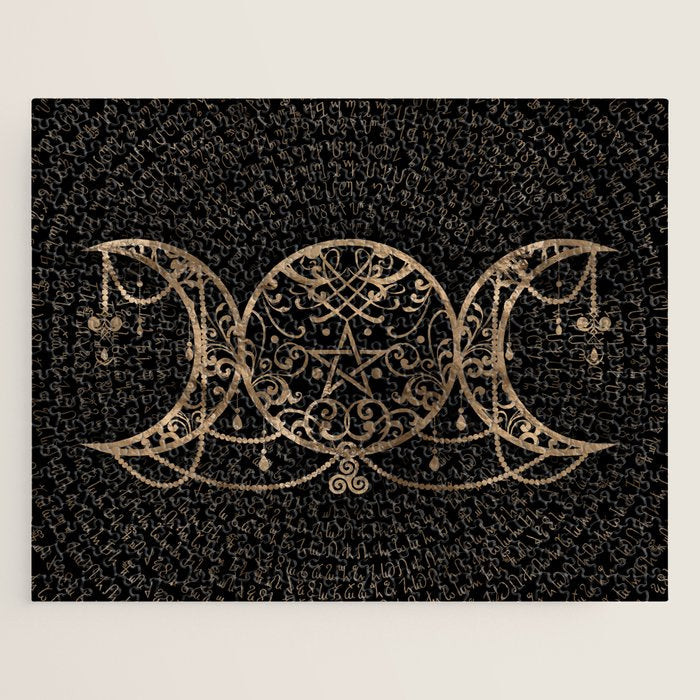 Triple Moon - Triple Goddess Gold and black Jigsaw Puzzle Gallery Image 1