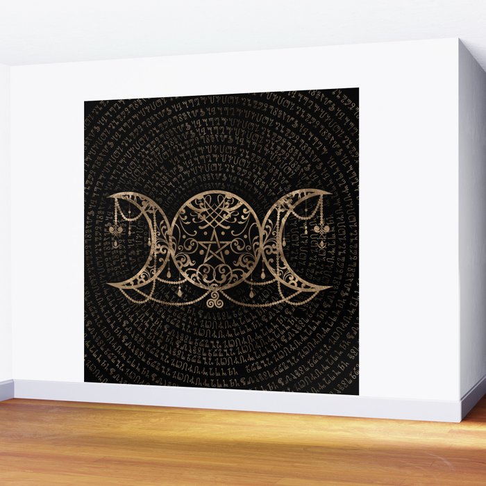 Triple Moon - Triple Goddess Gold and black Wall Mural Gallery Image 2