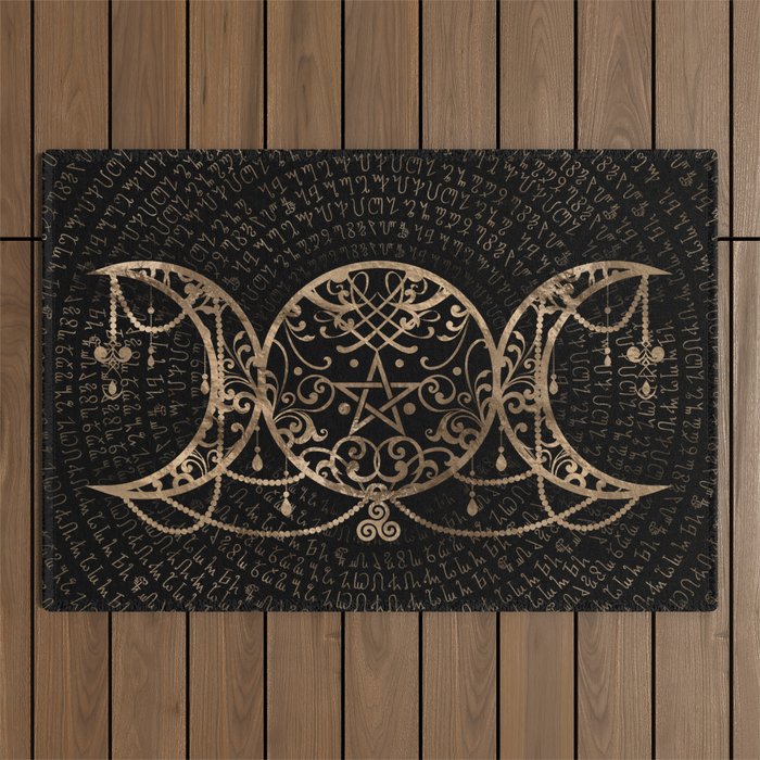 Triple Moon - Triple Goddess Gold and black Outdoor Rug Gallery Image 1