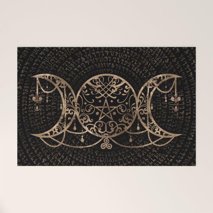 Triple Moon - Triple Goddess Gold and black Welcome Mat Gallery Image 1
