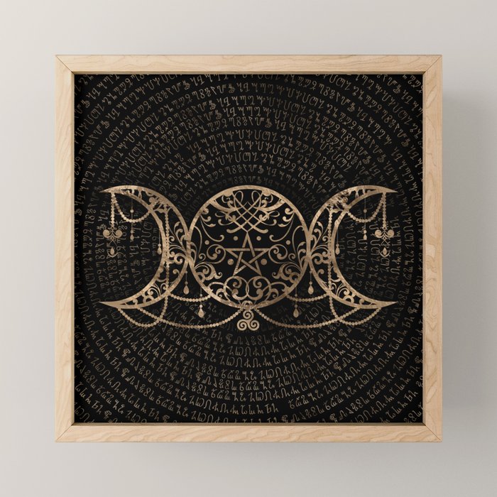 Triple Moon - Triple Goddess Gold and black Mini Art Print Gallery Image 1