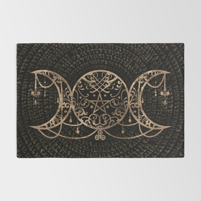 Triple Moon - Triple Goddess Gold and black Rug Gallery Image 2