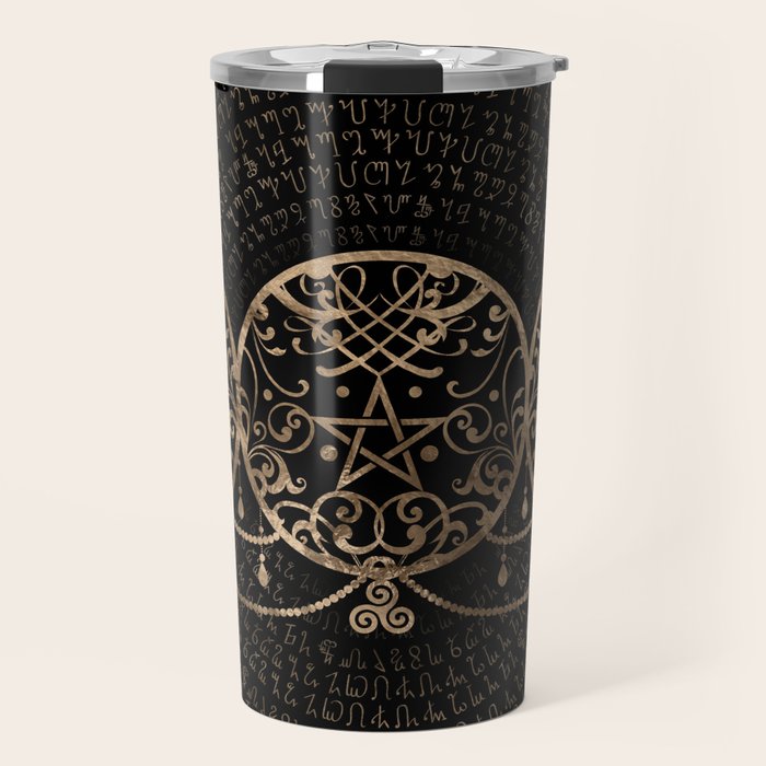 Triple Moon - Triple Goddess Gold and black Travel Mug Gallery Image 1