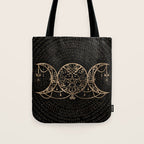 Triple Moon - Triple Goddess Gold and black Tote Bag Gallery Image 1