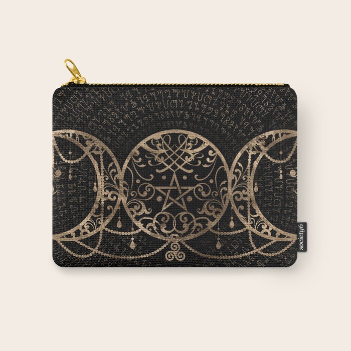 Triple Moon - Triple Goddess Gold and black Carry All Pouch Gallery Image 1