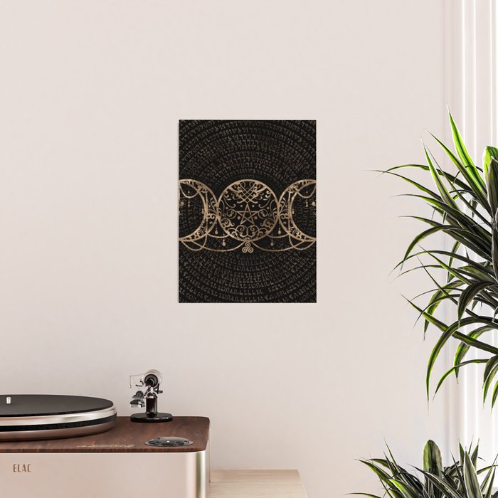 Triple Moon - Triple Goddess Gold and black Poster Gallery Image 2