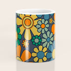 Retro Garden Flowers Groovy 60s 70s Floral Pattern Orange Blue Green Mustard Coffee Mug Gallery Image 4