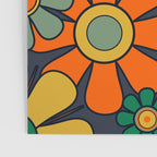 Retro Garden Flowers Groovy 60s 70s Floral Pattern Orange Blue Green Mustard Poster Gallery Image 3