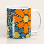 Retro Garden Flowers Groovy 60s 70s Floral Pattern Orange Blue Green Mustard Coffee Mug Gallery Image 1