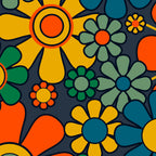 Retro Garden Flowers Groovy 60s 70s Floral Pattern Orange Blue Green Mustard Coffee Mug Gallery Image 2