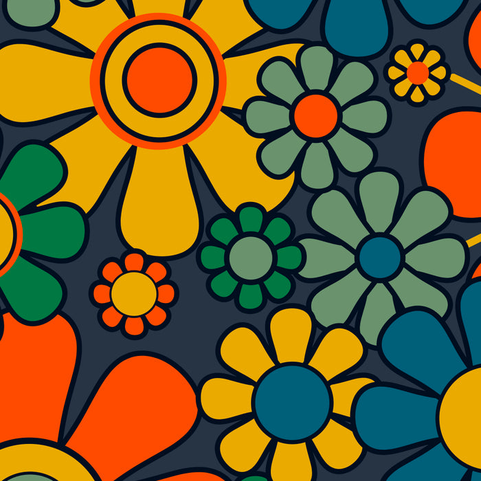 Retro Garden Flowers Groovy 60s 70s Floral Pattern Orange Blue Green Mustard Coffee Mug Gallery Image 2