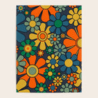 Retro Garden Flowers Groovy 60s 70s Floral Pattern Orange Blue Green Mustard Poster Gallery Image 4