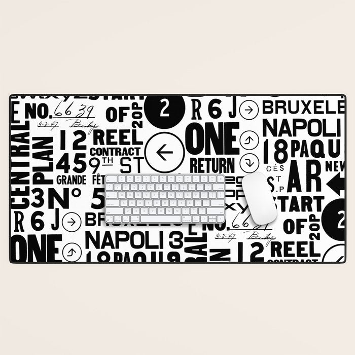 Urban Typography Black And White  Desk Mat Gallery Image 1
