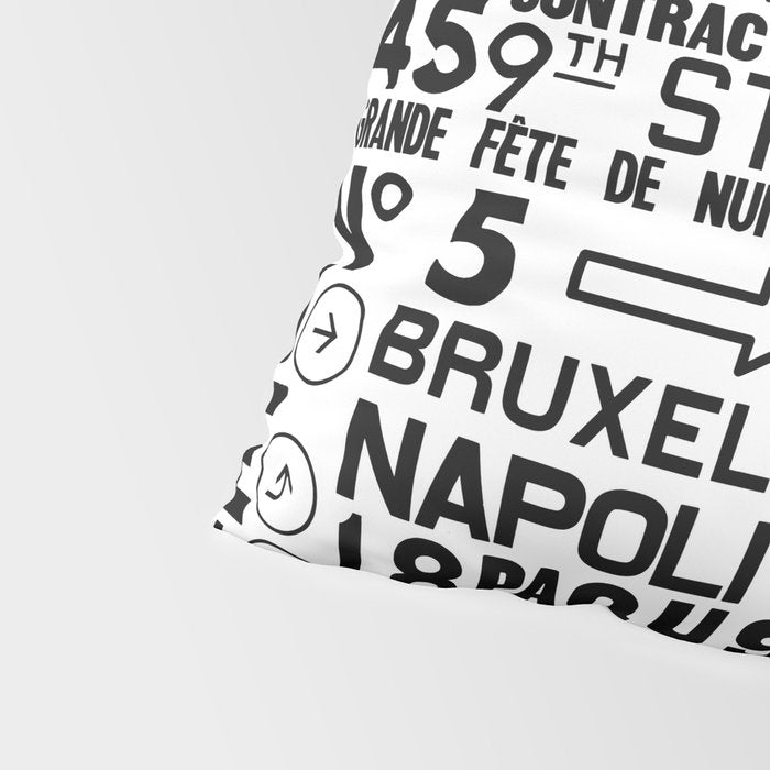 Urban Typography Black And White  Pillow Sham Gallery Image 4