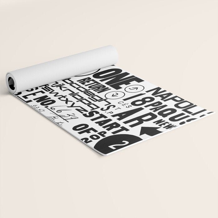 Urban Typography Black And White  Yoga Mat Gallery Image 2