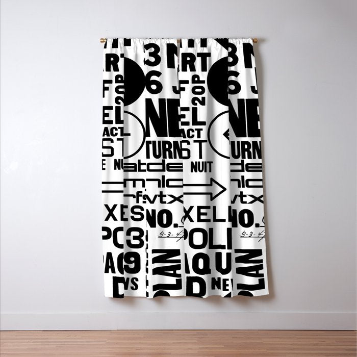 Urban Typography Black And White  Window Curtain Gallery Image 3