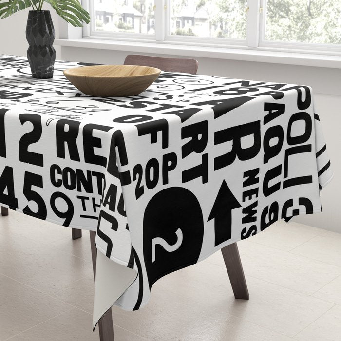 Urban Typography Black And White  Tablecloth Gallery Image 3