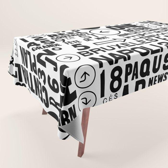 Urban Typography Black And White  Tablecloth Gallery Image 1